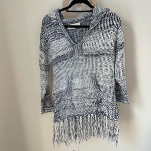 Free People Fringe Knit Sweater with Hood Size Small